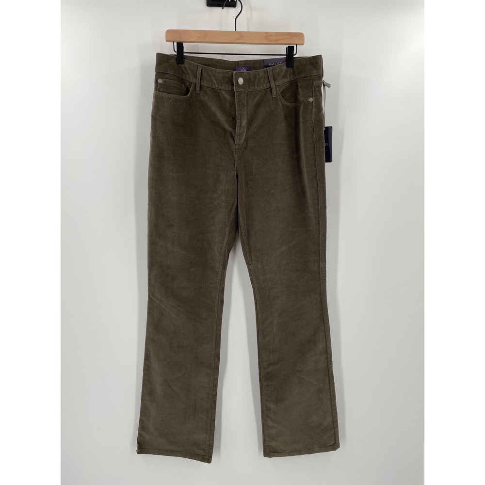 NYDJ Vine Leaf Olive Brown Bootcut Corduroy Pants NWT 14 Slimming Lift Tuck